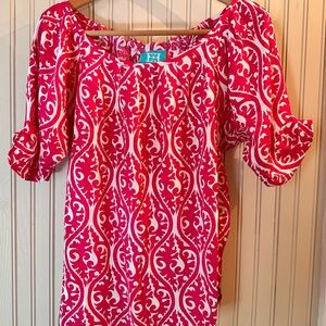 Escapada Hot Pink and White Printed Top